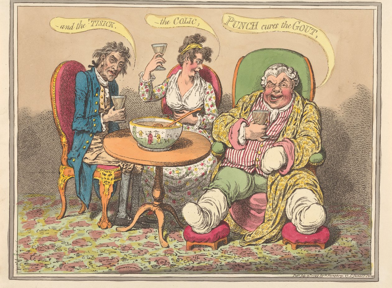 Och lungsoten, koliken - Punch botar gikt av James Gillray