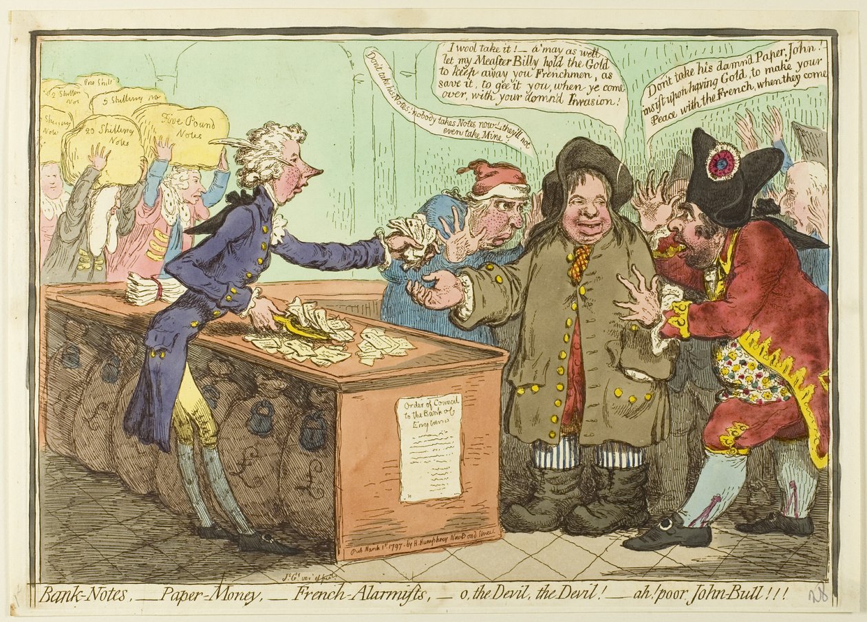 Sedlar, papperspengar av James Gillray