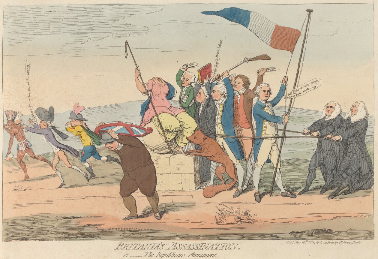 Mordet på Britannia... eller – Republikanernas nöje av James Gillray