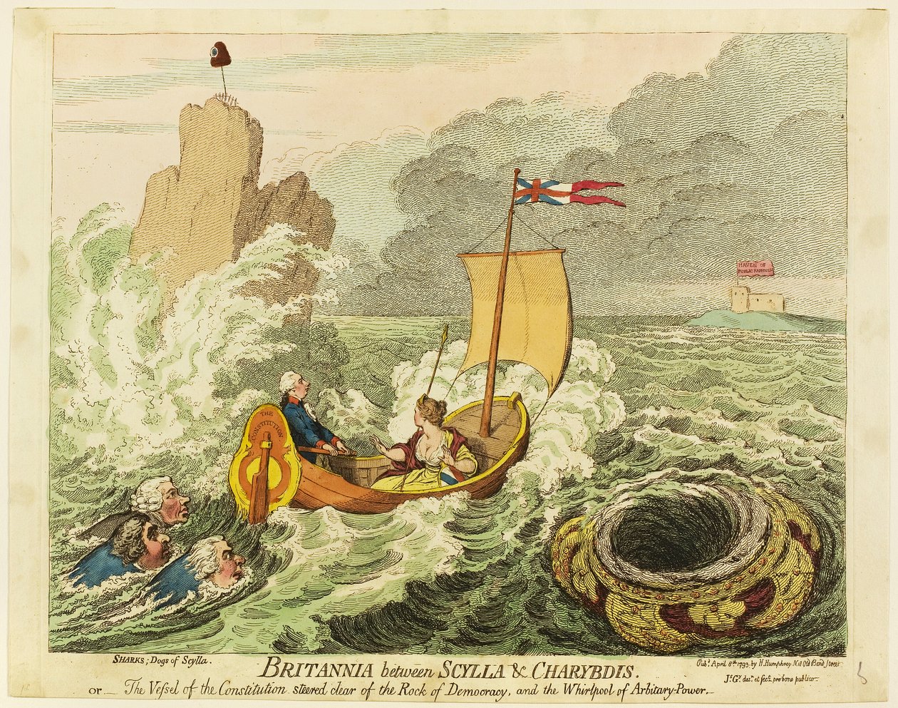 Britannia mellan Scylla och Charybdis av James Gillray