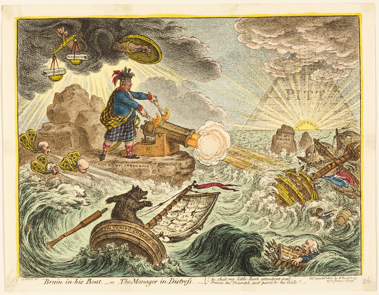 Bruin i sin båt av James Gillray