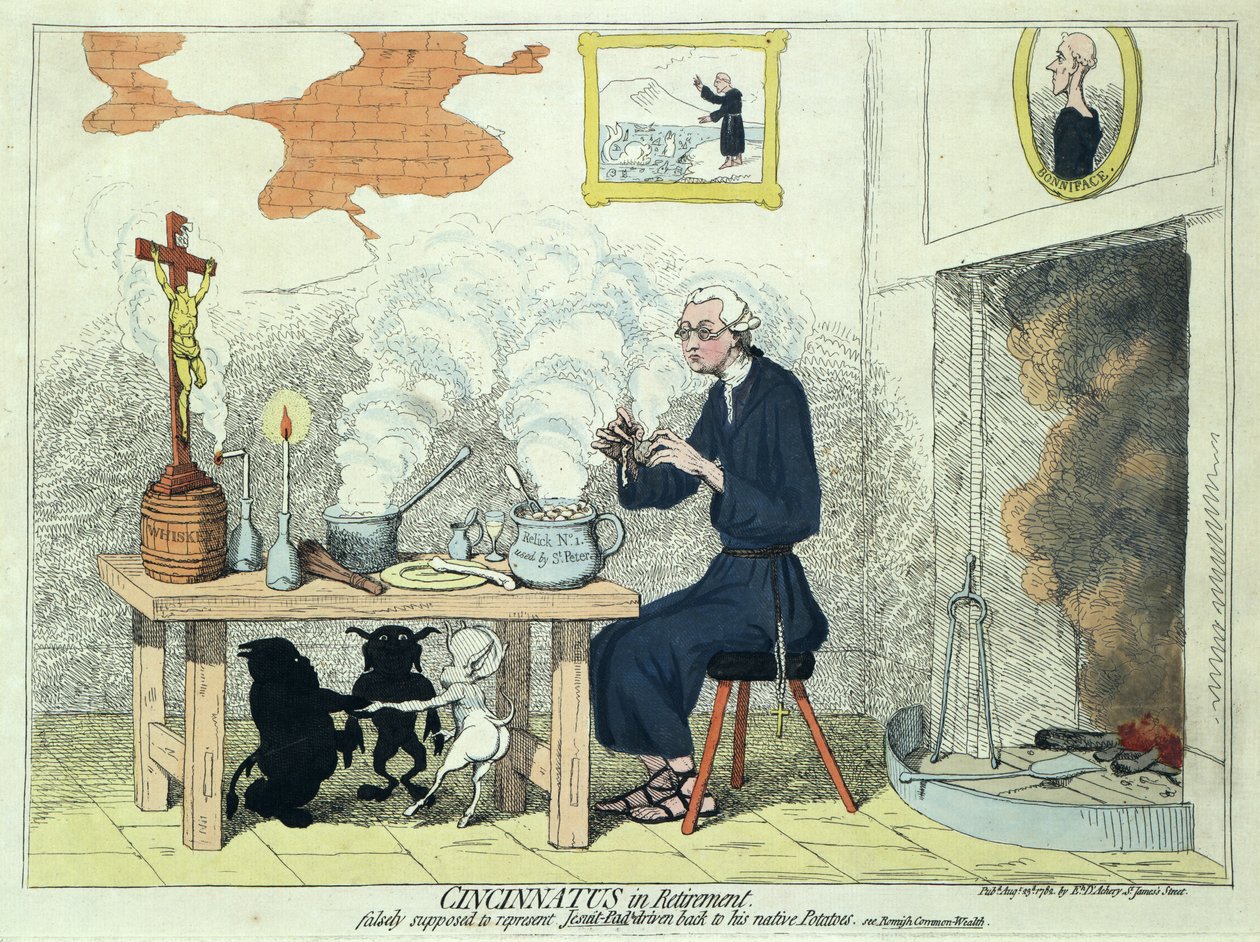 Cincinnatus i pension, pub. 1782 (handfärgad gravyr) av James Gillray