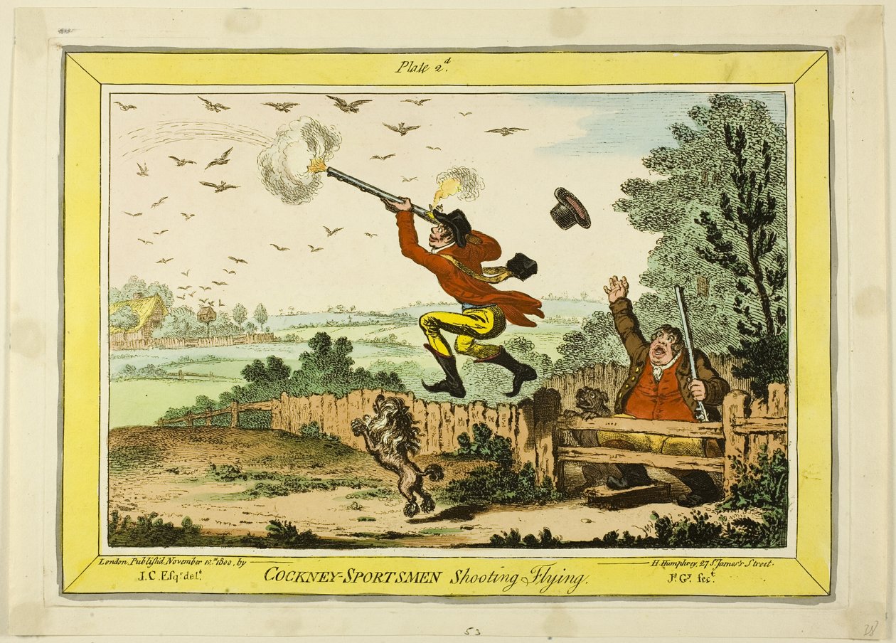 Cockney sportmän som skjuter flygande av James Gillray