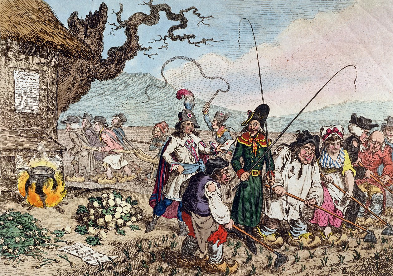 Konsekvenser av en framgångsrik fransk invasion, eller Vi lär de engelska republikanerna att arbeta av James Gillray