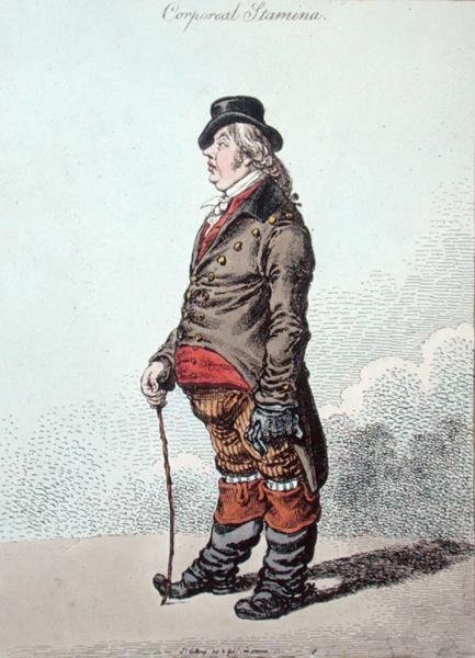 Corporeal Stamina, publicerad av Hannah Humphrey 1801 (handfärgad etsning) av James Gillray