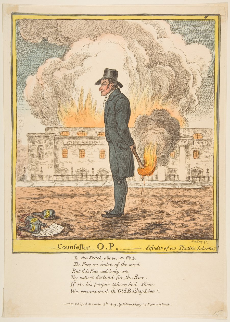 Rådgivare O.P.-Försvarare av våra teaterfriheter, 5 december 1809. av James Gillray