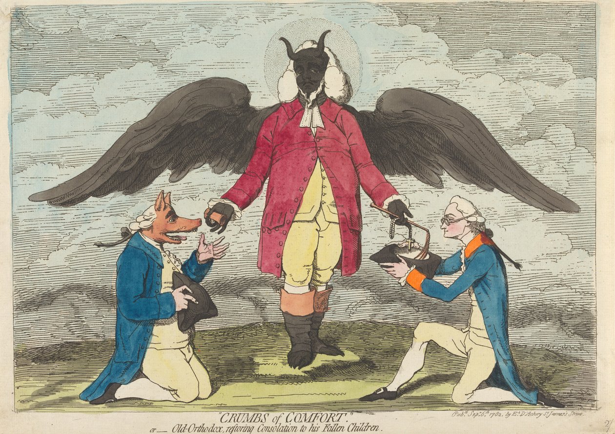 Tröstens smulor, – eller – Den gamla ortodoxin återger tröst till sina fallna barn av James Gillray