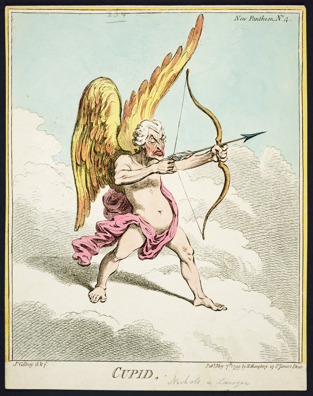Cupid, från New Pantheon No.4, publicerad av Hannah Humphrey, 1799 av James Gillray