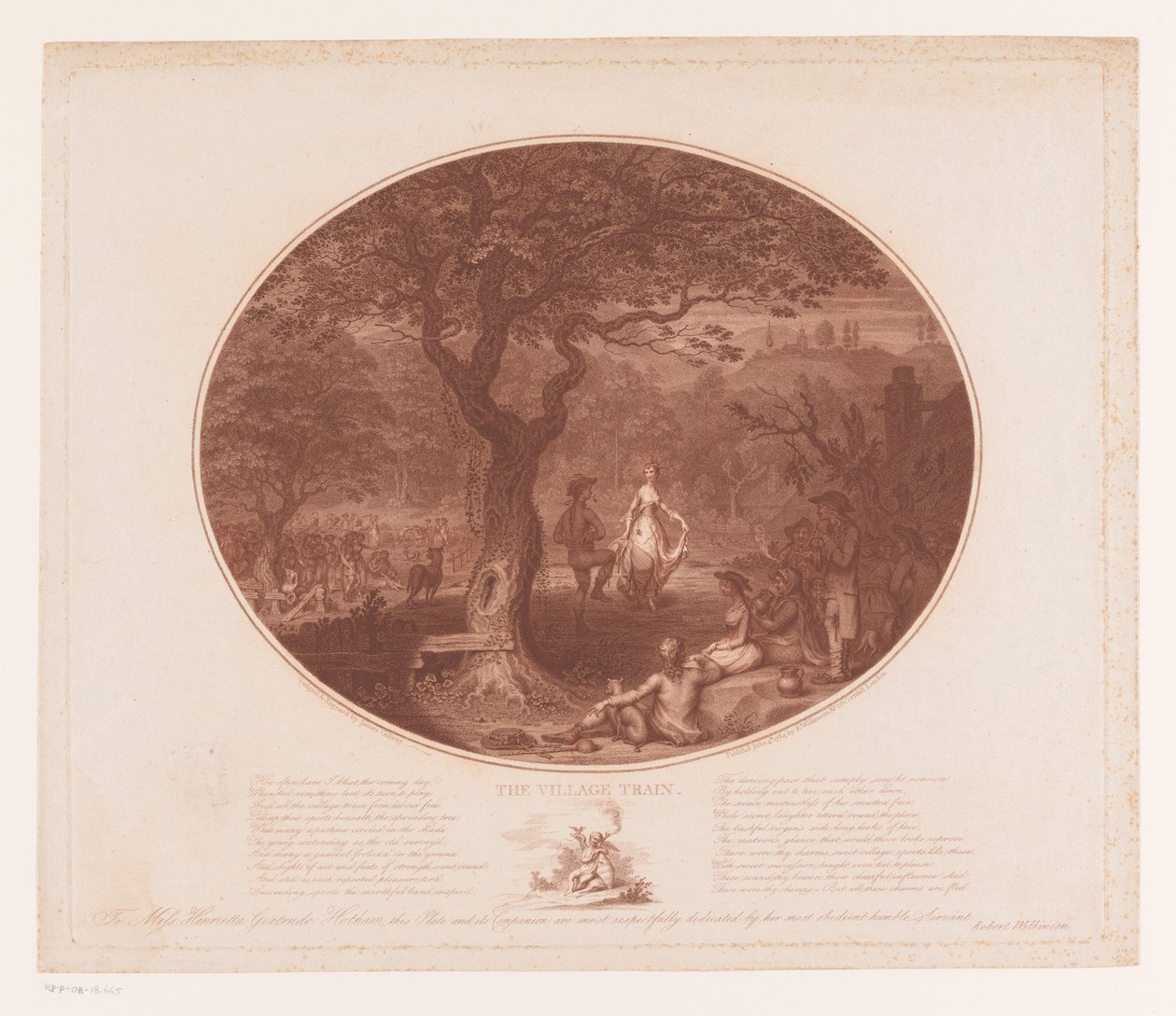 Dansande man och kvinna under ett träd The Village Train (titel på objekt) av James Gillray