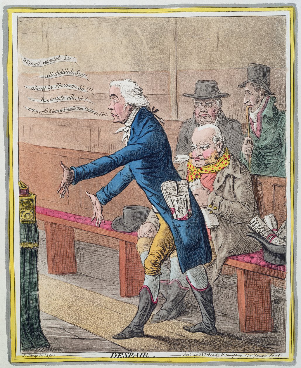 Despair, publicerad av Hannah Humphrey 1802 (handkolorerad etsning) (se 191204) av James Gillray