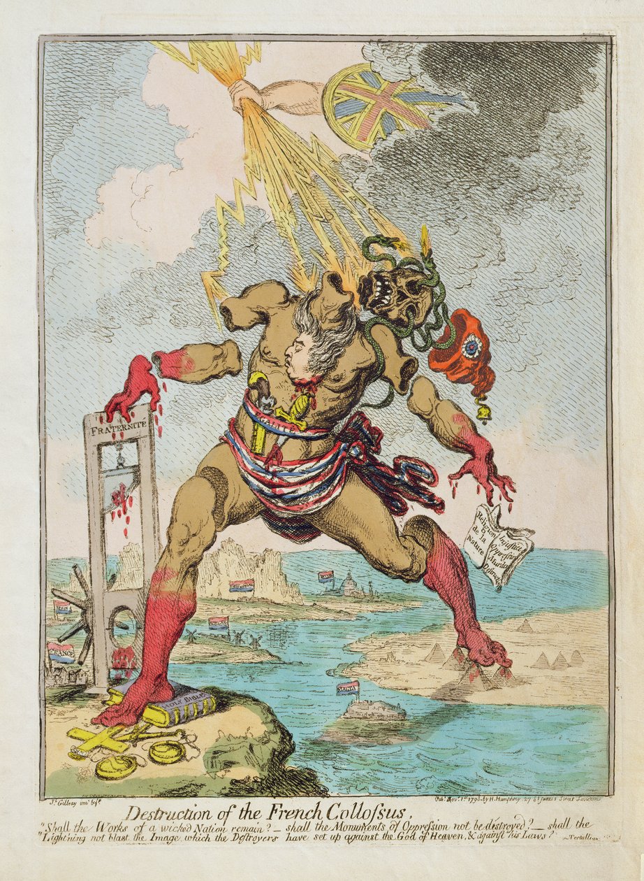 "Destruction of the French Colossus", publicerad av Hannah Humphrey av James Gillray