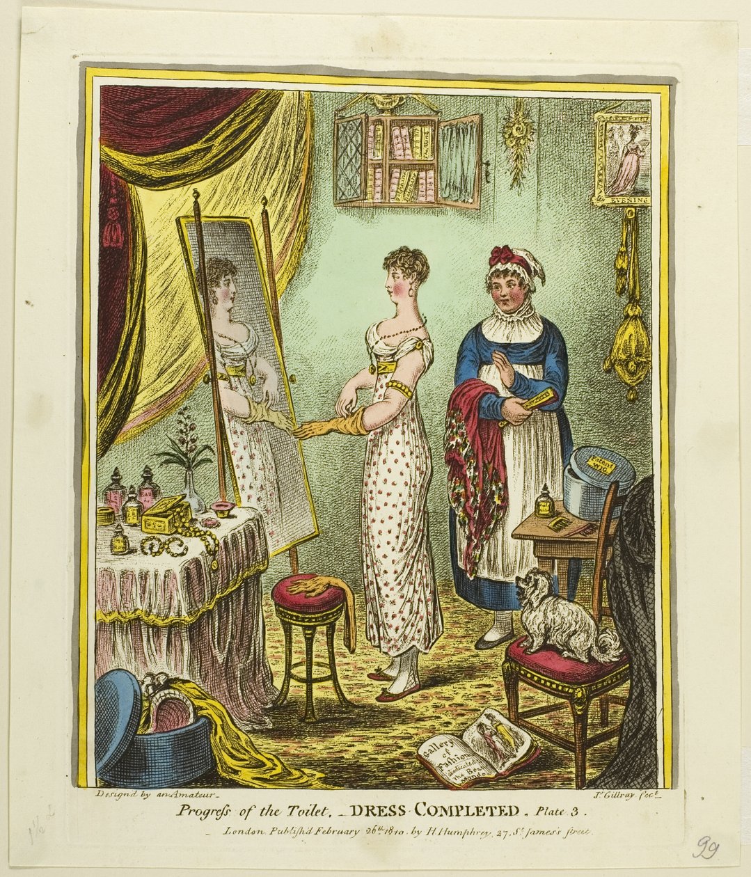 Dress Completed, del tre av Progress of the Toilet av James Gillray