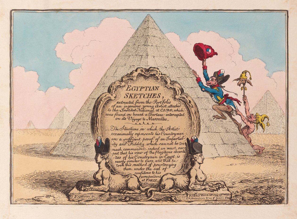 Egyptian Sketches, pub 1799 (handfärgad gravyr) av James Gillray