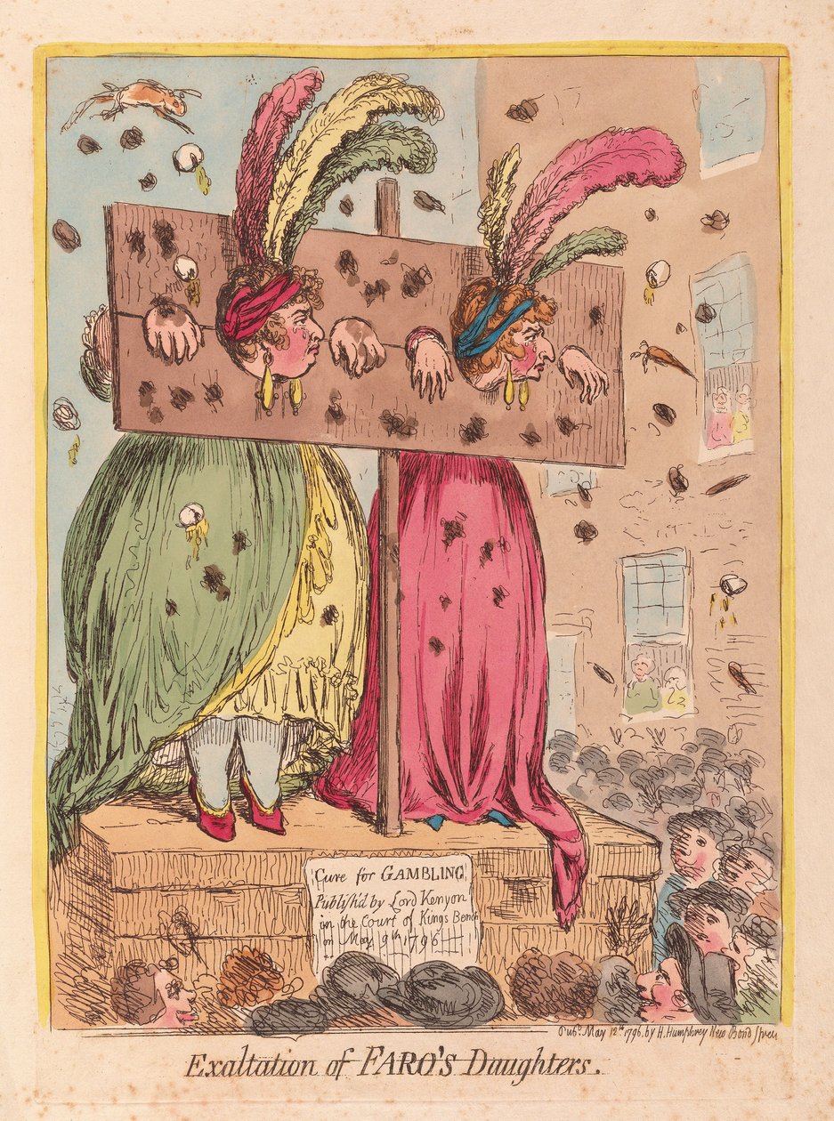 Exaltation of Faros Daughters, pub. 1796 (handfärgad gravyr) av James Gillray
