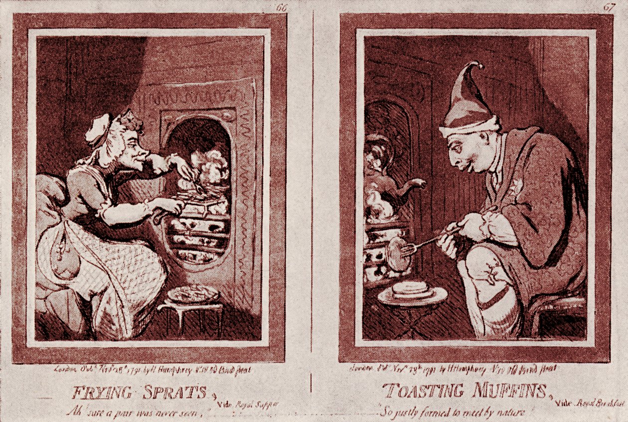 "Bonde George och hans fru": Karikatyr av George III av James Gillray