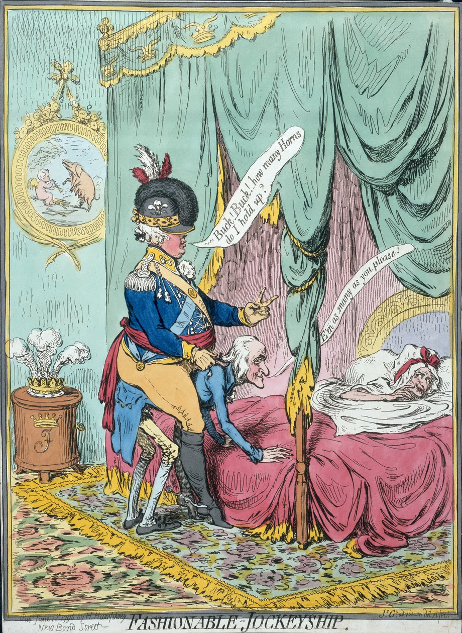 Fashionable Jockeyship, utgiven av Hannah Humphrey av James Gillray