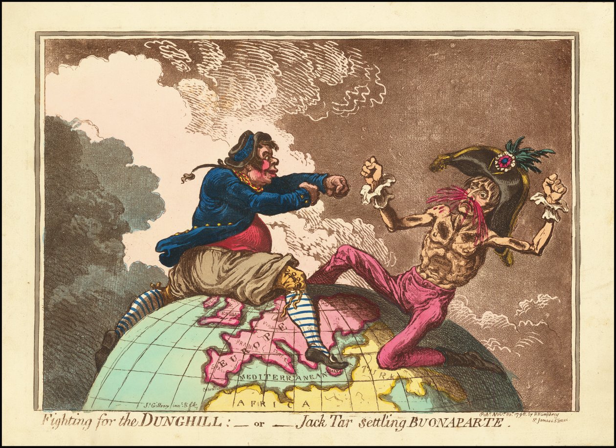 Kampen om Dunghill - eller - Jack Tar som gör upp med Buonaparte av James Gillray