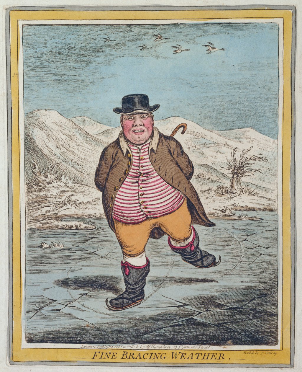 Fine Bracing Weather, publicerad av Hannah Humphrey 1808 (handfärgad etsning) av James Gillray