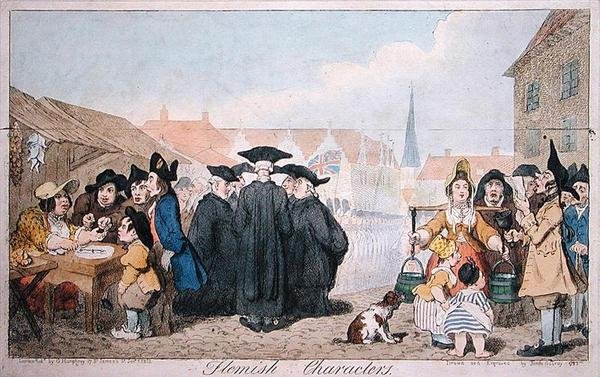 Flamländska karaktärer, utgiven av G. Humphrey 1793 (handfärgad gravyr) av James Gillray
