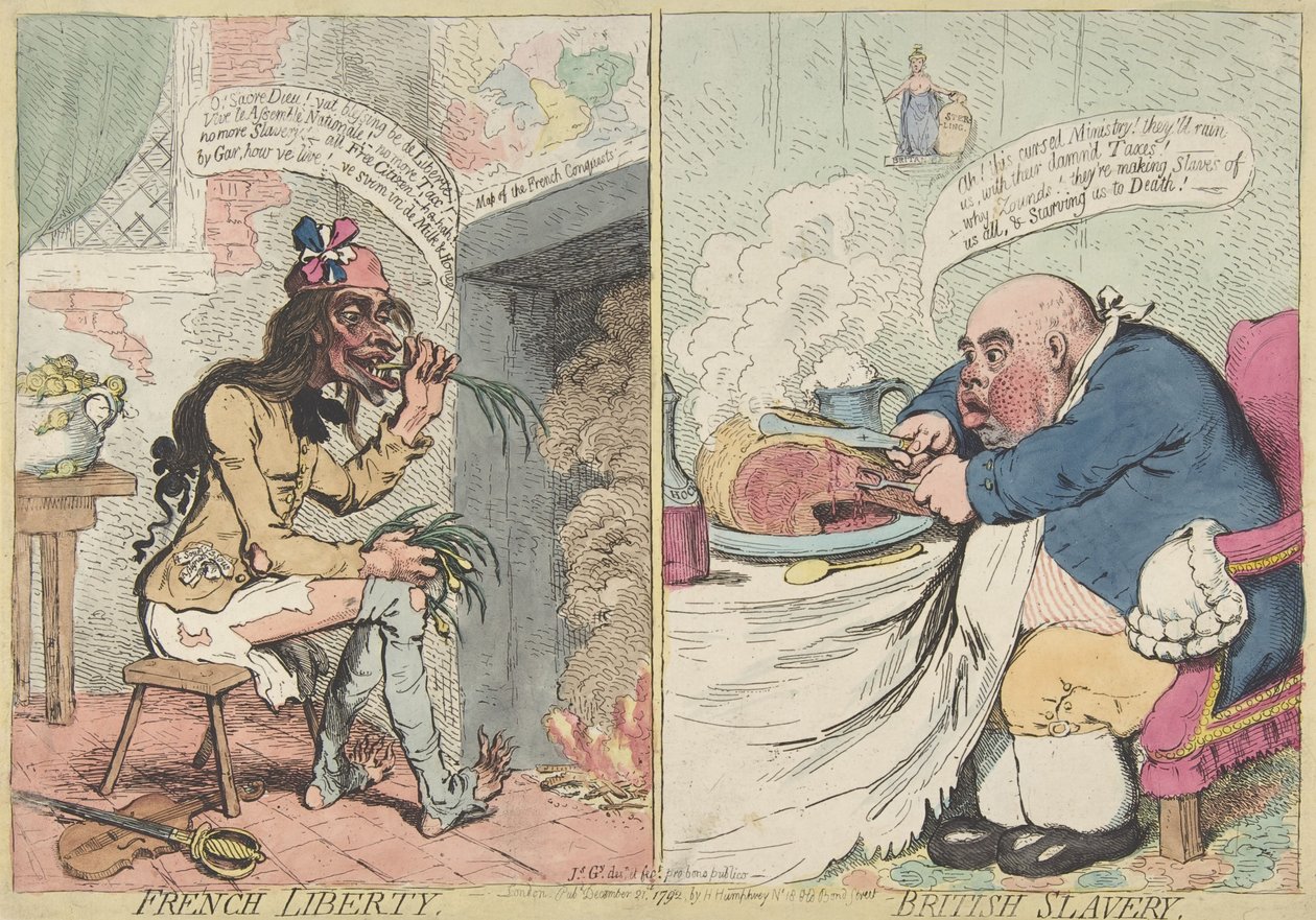 Fransk frihet. British Slavery, 21 december 1792, 21 december 1792. av James Gillray