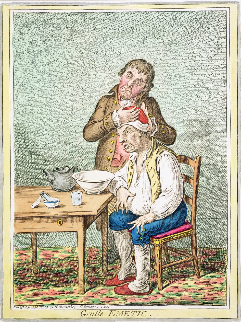 Gentle Emetic, publicerad av Hannah Humphrey, 1804 av James Gillray
