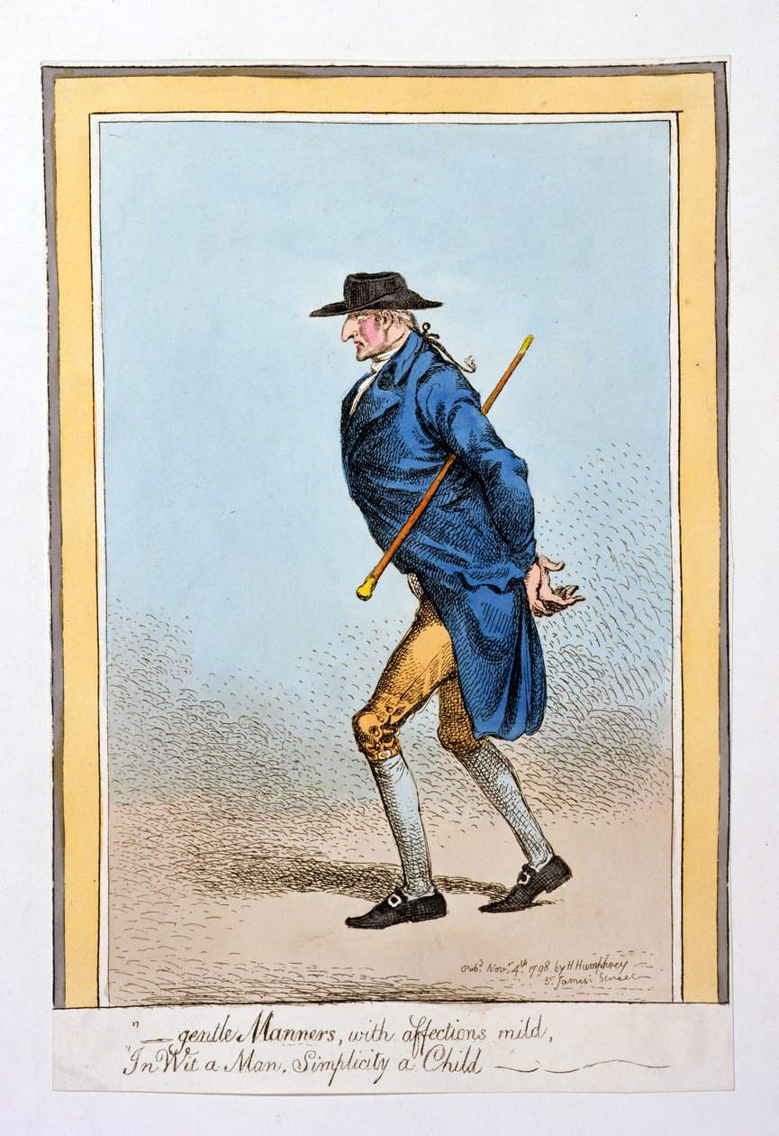 "Gentle Manners, with affections mild, in Wit a Man, Simplicity a Child", publicerad av Hannah Humphrey 1798 (handkolorerad etsning). av James Gillray