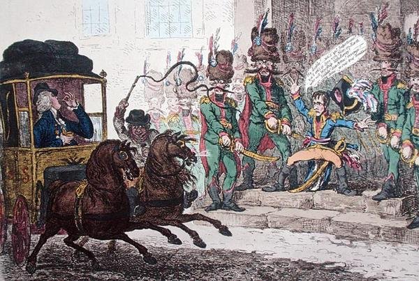Tysk nonchalans, eller The Vexation of Little Boney, eller The Diplomatiques sena resa genom Paris av James Gillray