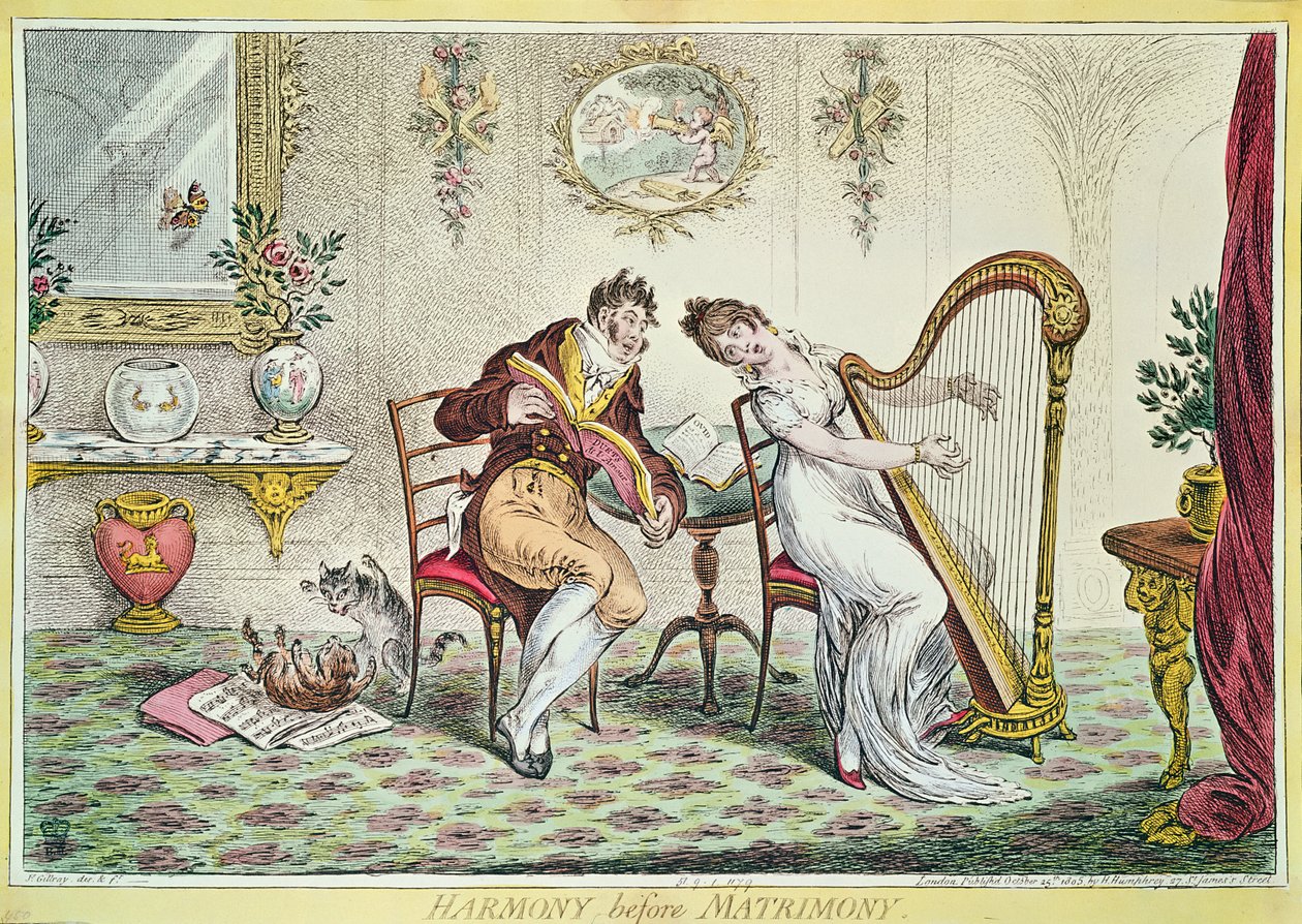 Harmony before Matrimony, 1805 (färggravyr) av James Gillray