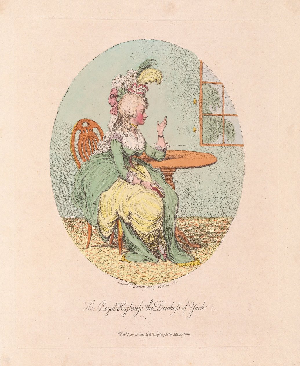 Hennes kungliga höghet hertiginnan av York, pub. 1792 (handfärgad gravyr) av James Gillray