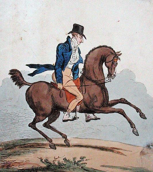 "Hur man bryter in min egen häst!" publicerad av Hannah Humphrey 1803 (handfärgad etsning) av James Gillray