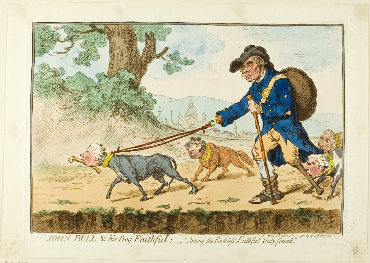 John Bull och hans hund Faithful av James Gillray
