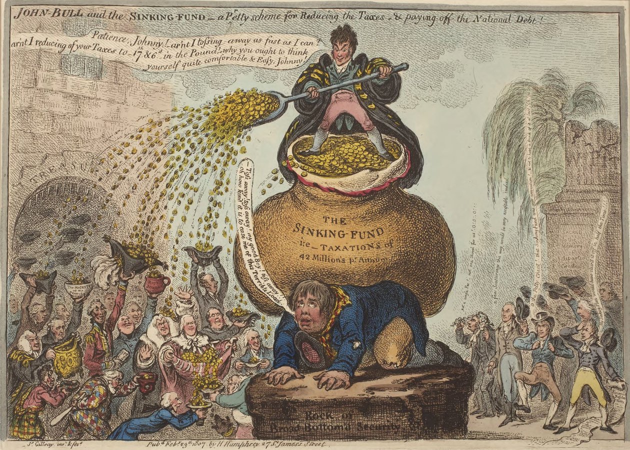 John Bull och amorteringsfonden av James Gillray