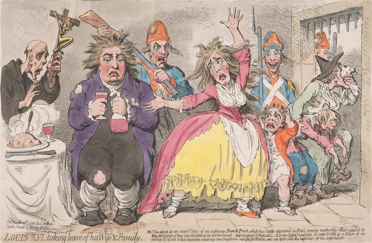 Ludvig XVI tar farväl av sin hustru och familj av James Gillray