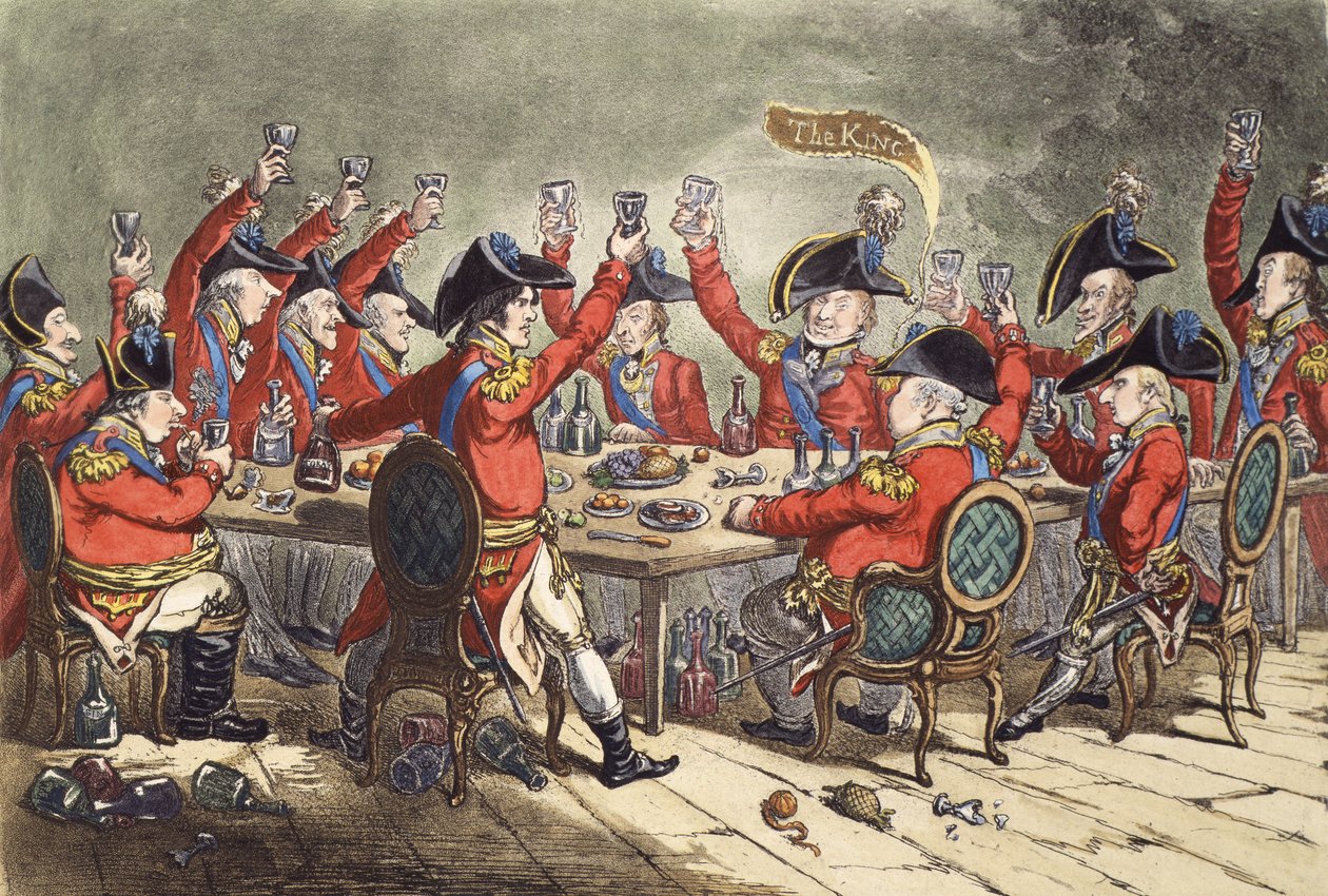 "Lojala själar - eller en titt in i mässrummet på St. James", 1797 av James Gillray
