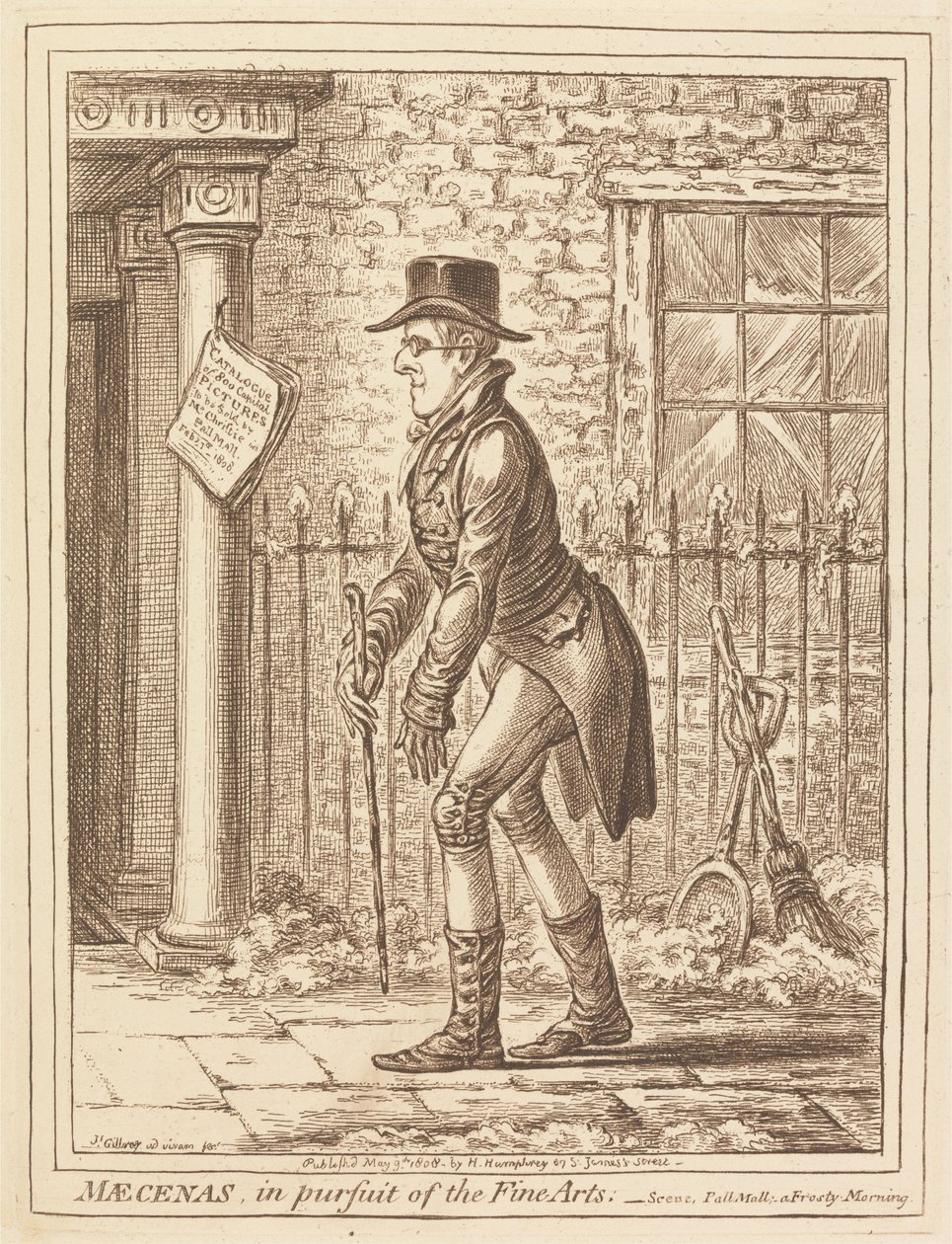 Maecenas, en förespråkare för de sköna konsterna av James Gillray