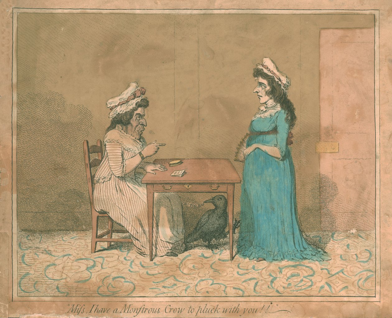 Fröken, jag har en monstruös kråka att plocka med dig!!, 1794 av James Gillray