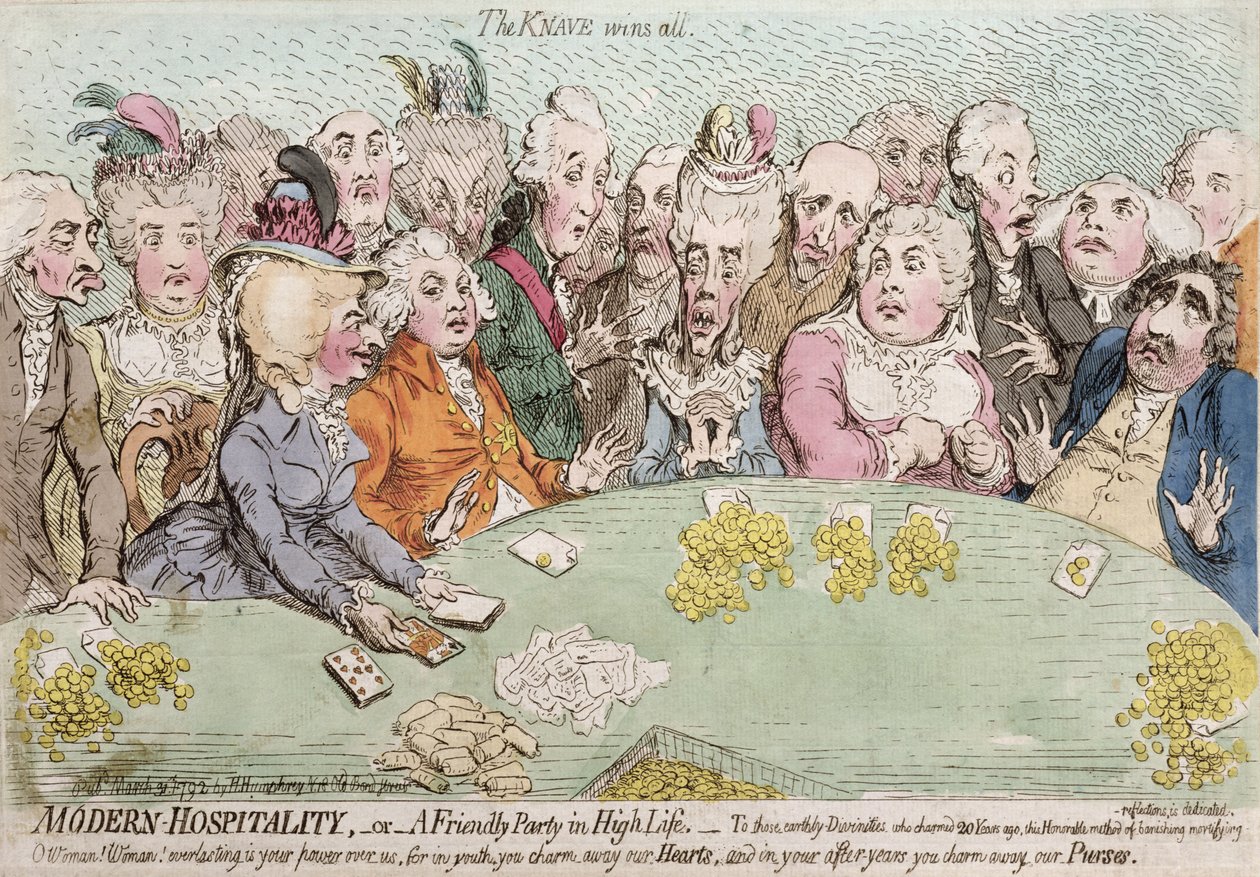 Modern Hospitality, or A Friendly Party in High Life, publicerad av Hannah Humphrey 1792 (handfärgad etsning) av James Gillray