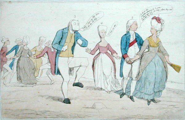 Monument som nyligen upptäcktes på Salisbury Plain, publicerade av Hannah Humphrey 1782 (handfärgad etsning) av James Gillray