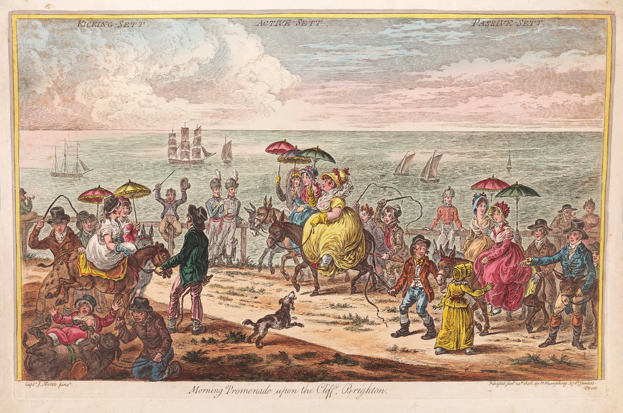 Morning Promenade upon the Cliff, Brighton, efter kapten J. Morse, pub. 1806 (handfärgad gravyr) av James Gillray