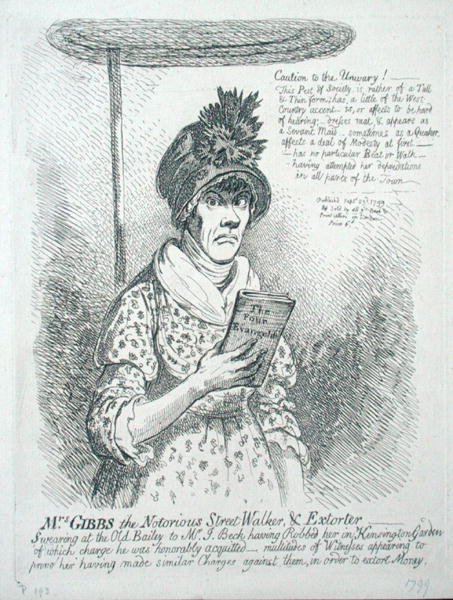 Mrs Gibbs, den Notorious Street Walker & Extorter av James Gillray