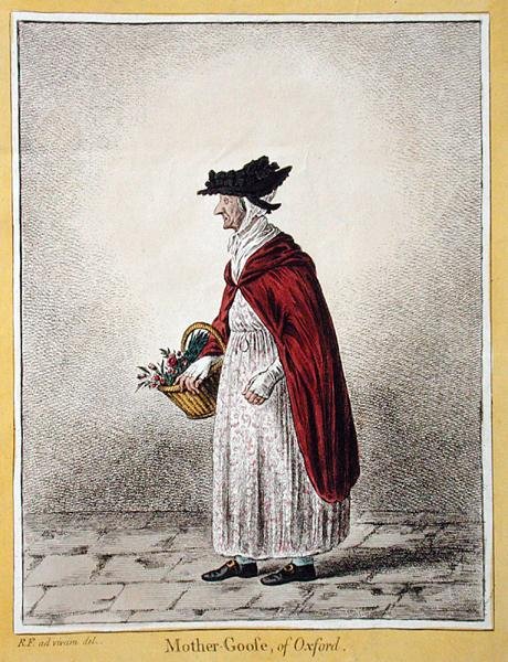 Mrs Rebecca Howse, känd som "Mother Goose of Oxford", publicerad av Hannah Humphrey 1807 (handfärgad etsning) av James Gillray