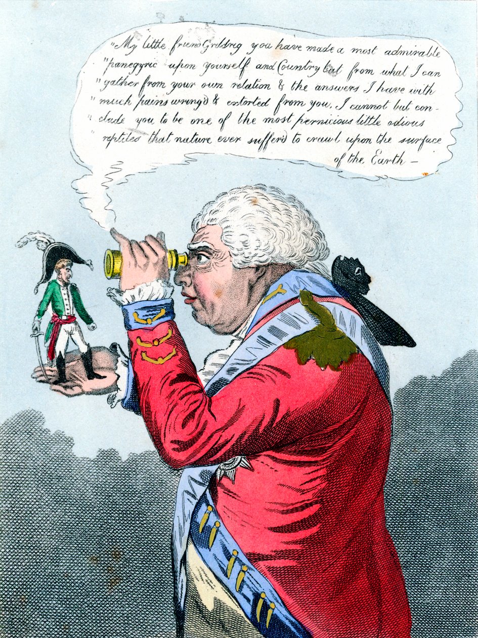 Napoleon och kung George III som Gulliver och kungen av Brobdingnag, juli 1803 av James Gillray
