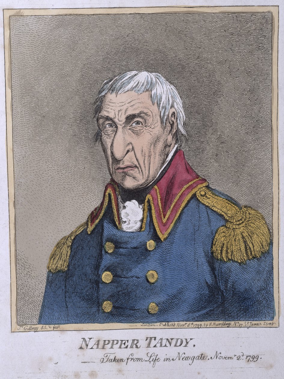Napper Tandy (1740-1803) publicerad av Hannah Humphrey 1799 (handkolorerad etsning) av James Gillray