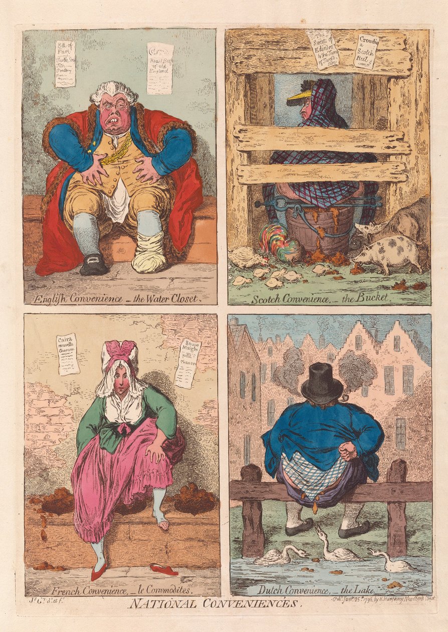National Conveniences, pub. 1796 (handfärgad gravyr) av James Gillray
