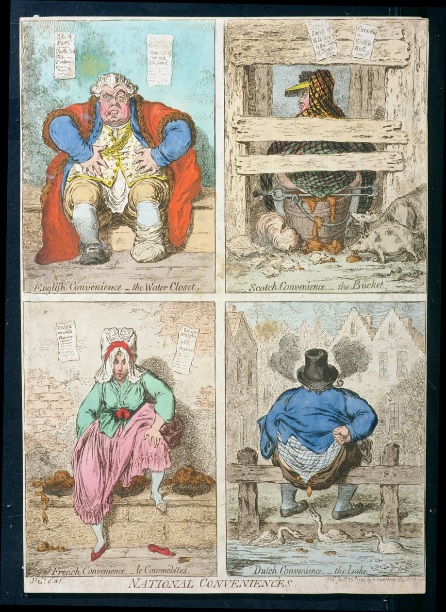 National Conveniences, publicerad av Hannah Humphrey 1796 (handfärgad etsning) av James Gillray