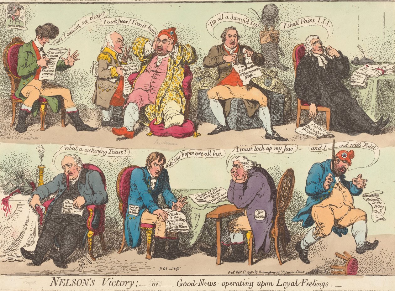 Nelsons seger - eller - Goda nyheter som påverkar lojala känslor av James Gillray