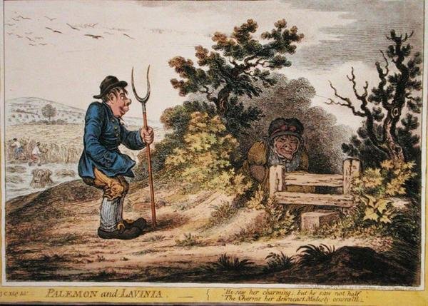 Palemon and Lavinia, publicerad av Hannah Humphrey 1805 (handfärgad etsning) av James Gillray