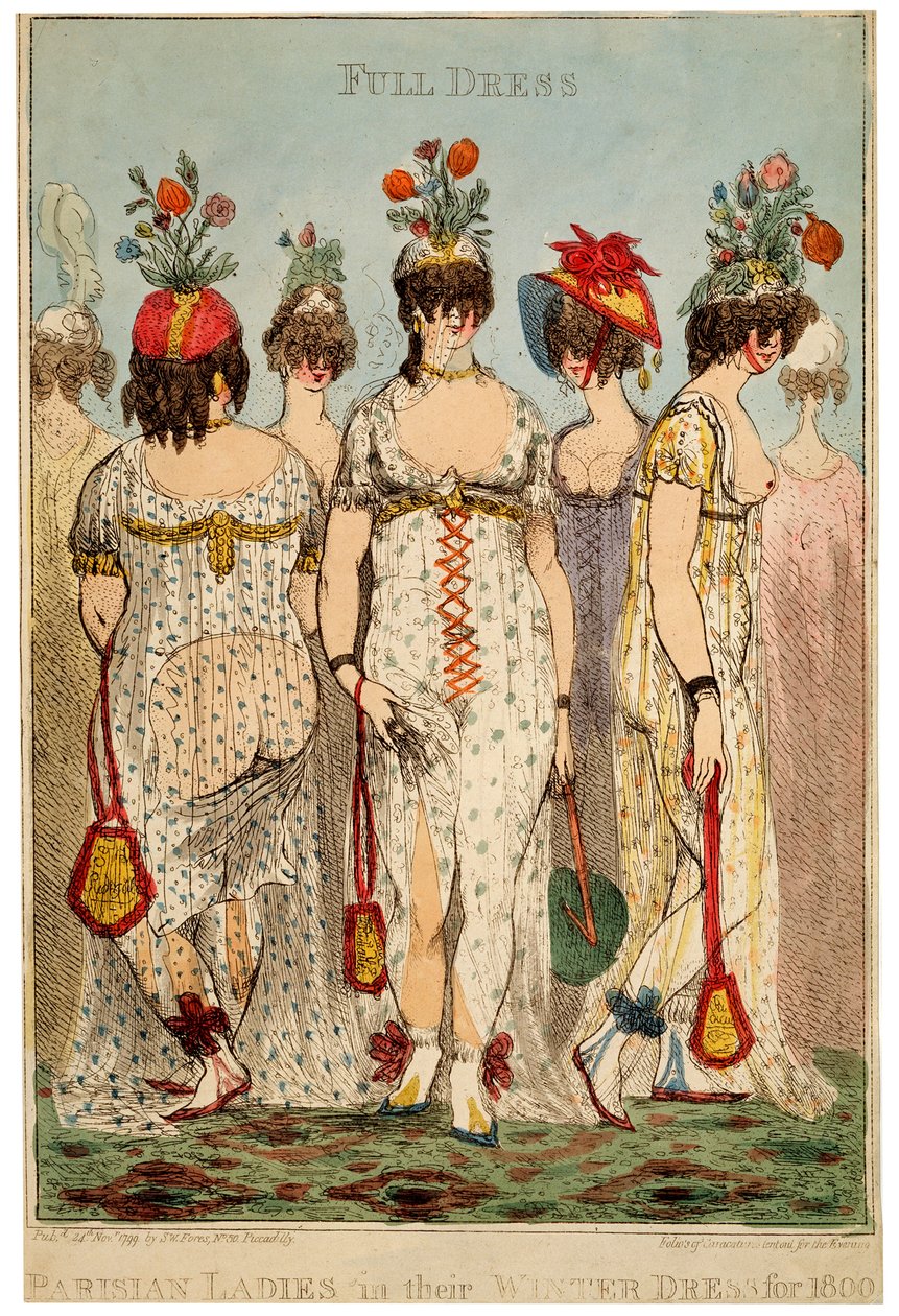 Parisiska damer i sin fullständiga vinterklänning för 1800, 1799. av James Gillray
