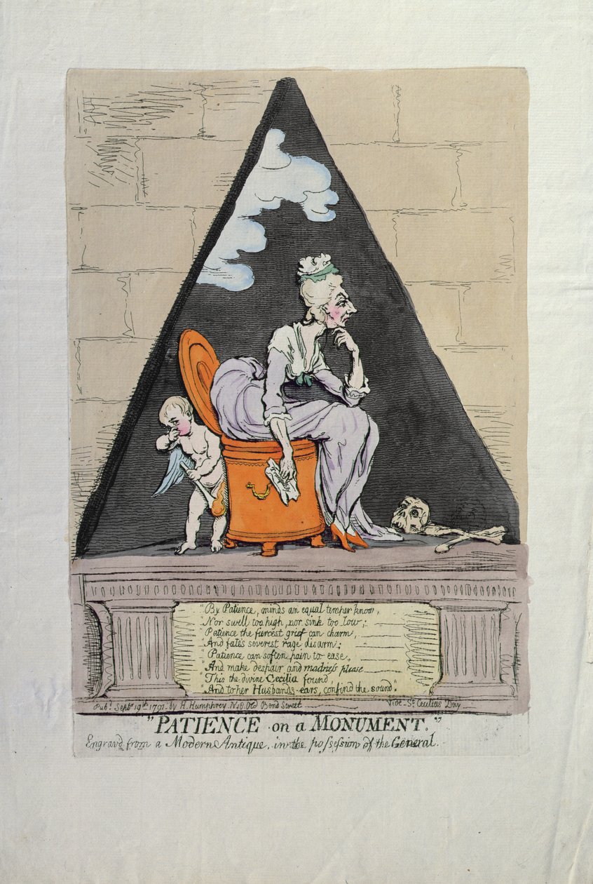 Patience on a Monument, utgiven av Hannah Humphrey 1791 (handkolorerad etsning) av James Gillray