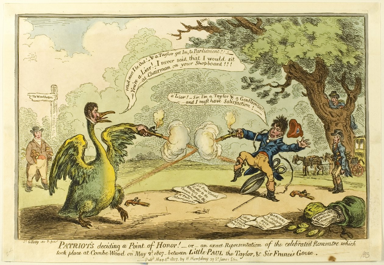 Patrioter - avgörande punkt för heder! av James Gillray